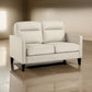 Joey Loveseat Ivory Faux Leather Modern Track Arms Hardwood 53 Inch By Casagear Home BM319087