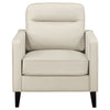 Joey Accent Chair Ivory Faux Leather Modern Track Style Arms Hardwood By Casagear Home BM319089