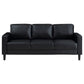 Rumi Sofa Black Faux Leather Modern Track Arms Foam Cushions 77 Inch By Casagear Home BM319091