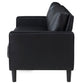 Rumi Sofa Black Faux Leather Modern Track Arms Foam Cushions 77 Inch By Casagear Home BM319091