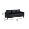 Rumi Sofa Black Faux Leather Modern Track Arms Foam Cushions 77 Inch By Casagear Home BM319091