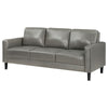 Rumi Sofa Gray Faux Leather Modern Track Arms Foam Cushions 77 Inch By Casagear Home BM319092