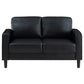 Rumi Loveseat Black Faux Leather Modern Track Style Arms Foam 54 Inch By Casagear Home BM319093