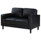 Rumi Loveseat Black Faux Leather Modern Track Style Arms Foam 54 Inch By Casagear Home BM319093