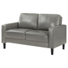 Rumi Loveseat Gray Faux Leather Modern Track Arms Foam Cushions 54 Inch By Casagear Home BM319094