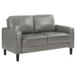 Rumi Loveseat, Gray Faux Leather, Modern Track Arms, Foam Cushions, 54 Inch By Casagear Home