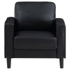 Rumi Accent Chair Black Faux Leather Modern Track Arms Foam Cushions By Casagear Home BM319095