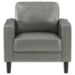 Rumi Accent Chair Gray Faux Leather Modern Track Arms Foam Cushions By Casagear Home BM319096