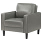 Rumi Accent Chair Gray Faux Leather Modern Track Arms Foam Cushions By Casagear Home BM319096