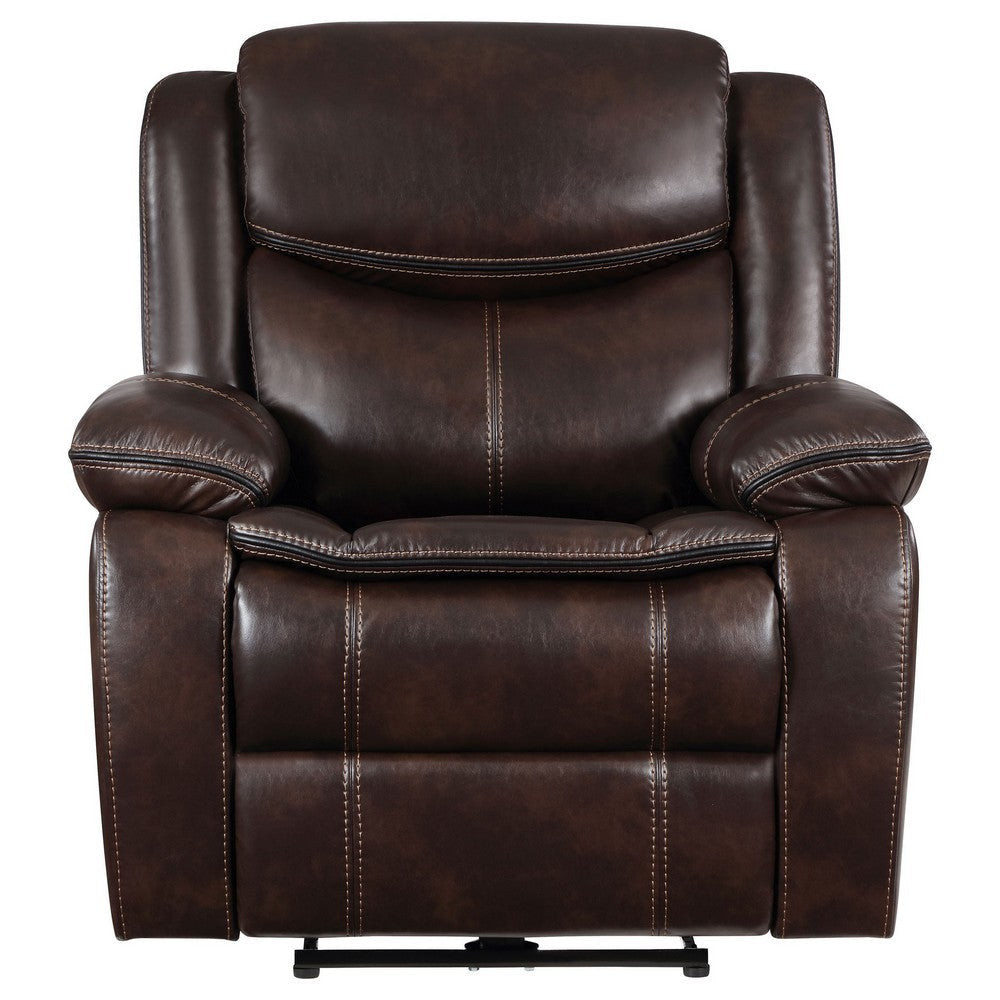 Susan Power Recliner Dark Brown Faux Leather USB Port Pillow Top Arms By Casagear Home BM319097