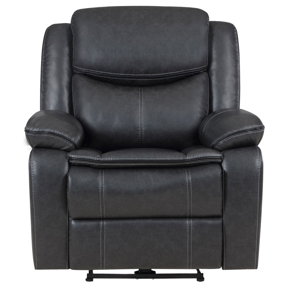 Susan Power Recliner Dark Gray Faux Leather USB Port Pillow Top Arms By Casagear Home BM319098