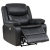 Susan Power Recliner Dark Gray Faux Leather USB Port Pillow Top Arms By Casagear Home BM319098