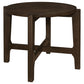 Katie End Table, Round 26 Inch Top, Dark Brown Solid Wood, Cross Beam Legs By Casagear Home