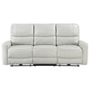 Lima Power Recliner Sofa Ivory Faux Leather USB Port Cushions 83 Inch By Casagear Home BM319103