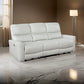 Lima Power Recliner Sofa Ivory Faux Leather USB Port Cushions 83 Inch By Casagear Home BM319103