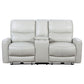 Lima Power Recliner Loveseat Ivory Faux Leather USB Port Foam 72 Inch By Casagear Home BM319105