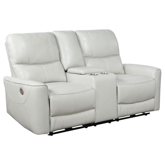 Lima Power Recliner Loveseat, Ivory Faux Leather, USB Port, Foam, 72 Inch By Casagear Home