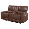 Lima Power Recliner Loveseat Brown Faux Leather USB Port Foam 72 Inch By Casagear Home BM319106