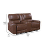 Lima Power Recliner Loveseat Brown Faux Leather USB Port Foam 72 Inch By Casagear Home BM319106