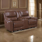 Lima Power Recliner Loveseat Brown Faux Leather USB Port Foam 72 Inch By Casagear Home BM319106