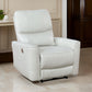 Lima Power Recliner Chair Ivory Faux Leather USB Port Foam Cushions By Casagear Home BM319107