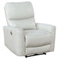 Lima Power Recliner Chair, Ivory Faux Leather, USB Port, Foam Cushions By Casagear Home