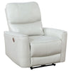 Lima Power Recliner Chair, Ivory Faux Leather, USB Port, Foam Cushions By Casagear Home