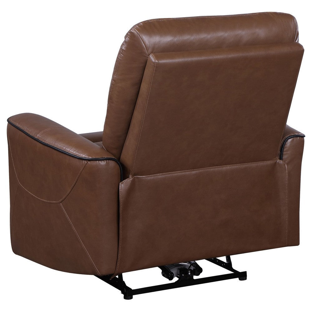 Lima Power Recliner Chair Brown Faux Leather USB Port Foam Cushions By Casagear Home BM319108