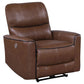 Lima Power Recliner Chair, Brown Faux Leather, USB Port, Foam Cushions By Casagear Home