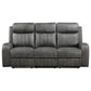 Josen Manual Recliner Sofa Gray Faux Leather Foam Cushions 81 Inch By Casagear Home BM319109