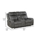 Josen Manual Recliner Loveseat Gray Faux Leather Foam Cushions 71 Inch By Casagear Home BM319110