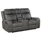 Josen Manual Recliner Loveseat, Gray Faux Leather, Foam Cushions, 71 Inch By Casagear Home