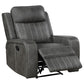 Josen Manual Recliner Chair Gray Faux Leather Cushioned Stitched Details By Casagear Home BM319111