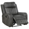 Josen Manual Recliner Chair Gray Faux Leather Cushioned Stitched Details By Casagear Home BM319111