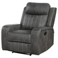 Josen Manual Recliner Chair Gray Faux Leather Cushioned Stitched Details By Casagear Home BM319111