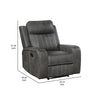 Josen Manual Recliner Chair Gray Faux Leather Cushioned Stitched Details By Casagear Home BM319111