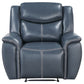 Eleni Manual Recliner Chair Blue Faux Leather Cushions Stitching Detail By Casagear Home BM319114