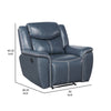 Eleni Manual Recliner Chair Blue Faux Leather Cushions Stitching Detail By Casagear Home BM319114