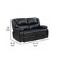 Mila Manual Recliner Loveseat Black Faux Leather Pillow Top Arms 62 Inch By Casagear Home BM319116