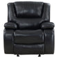 Mila Manual Glider Recliner Chair Black Faux Leather Pillow Top Arms By Casagear Home BM319117