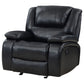 Mila Manual Glider Recliner Chair Black Faux Leather Pillow Top Arms By Casagear Home BM319117