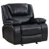 Mila Manual Glider Recliner Chair, Black Faux Leather, Pillow Top Arms By Casagear Home