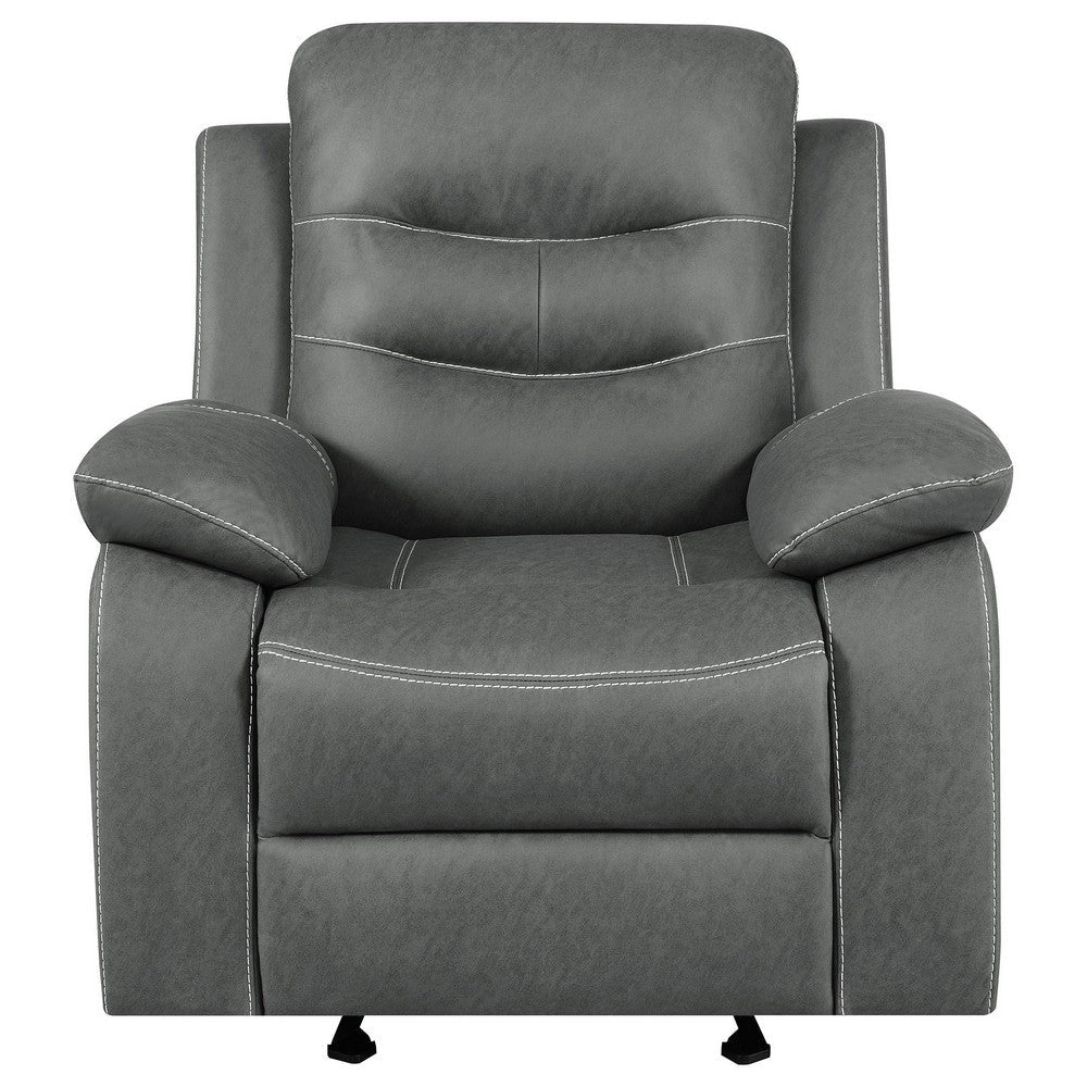 Ursula Manual Glider Recliner Chair Dark Gray Microfiber Leather Tufted By Casagear Home BM319120