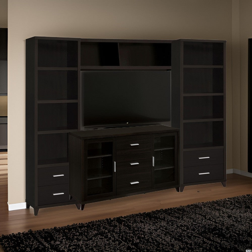 TV Entertainment Center Console 2 Media Towers Bridge Cappuccino Brown By Casagear Home BM319123