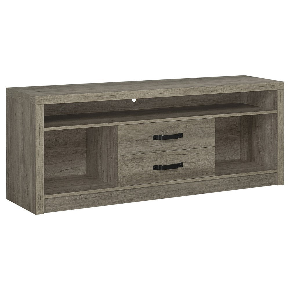 TV Entertainment Console with 2 Media Tower 8 Compartments Driftwood Gray By Casagear Home BM319124