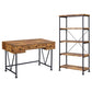 2 Piece Writing Desk with Bookshelf Unit, Rustic Brown, Black Metal Frame By Casagear Home