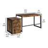 2 Piece Writing Desk with 3 Drawer File Cabinet Rustic Brown Metal Frame By Casagear Home BM319127