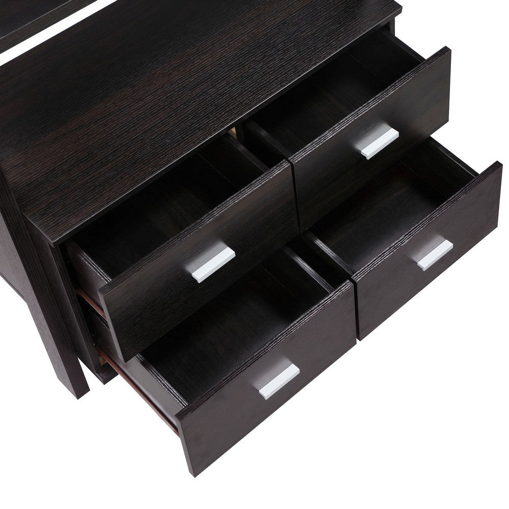 Api 3 Piece Angular Ladder Desk Set 4 Drawers 13 Shelves Dark Brown By Casagear Home BM319129