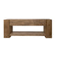 Fra Console Sofa Table with Shelf, 95 Inch Top in Brown Solid Wood By Casagear Home