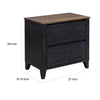 Kay 27 Inch Nightstand 2 Drawers Farmhouse Brown Black Finish Mango Wood By Casagear Home BM319139